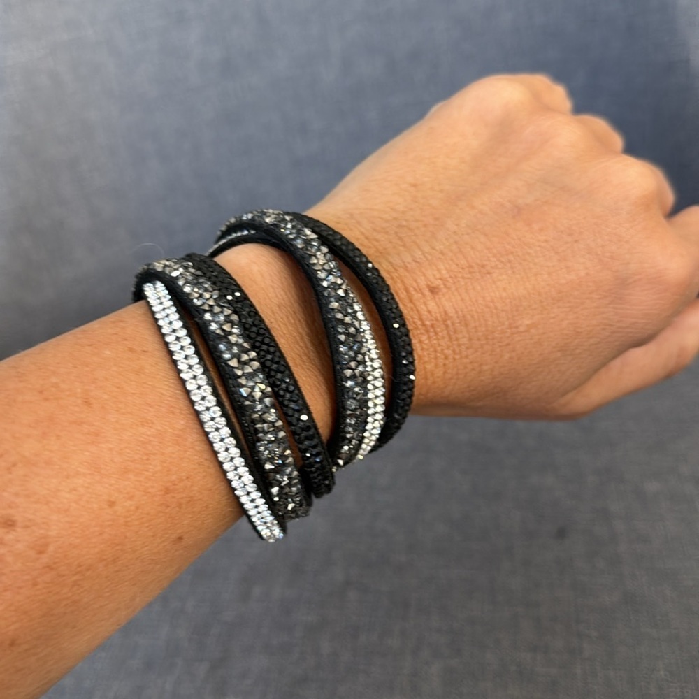 Elegant Black and Silver Wrap Bracelet